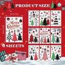 9 Christmas Tree Window Clings, Xmas Tree Snowflake Window Stickers,Merry Christmas Windows Clings, Red Black Xmas Trees Ball Snowflake Snowy Forest Glass Decals for Winter Home Party Decor