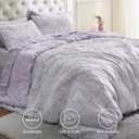 Bedsure Purple Comforter Set Queen, GentleSoft 3 Pieces Breathable Bow Comforter Set Women Girls with 2 Pillow Shams, Cute Queen Bedding Sets Purple Room Decor Aesthetic Bedroom Decor, 90x90 Inches