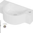 Wall Mount Bathroom Vessel Sink, 17.8 Floating Ceramic Basin for Small Bathroom with Pop-up Darin, No Overflow, White