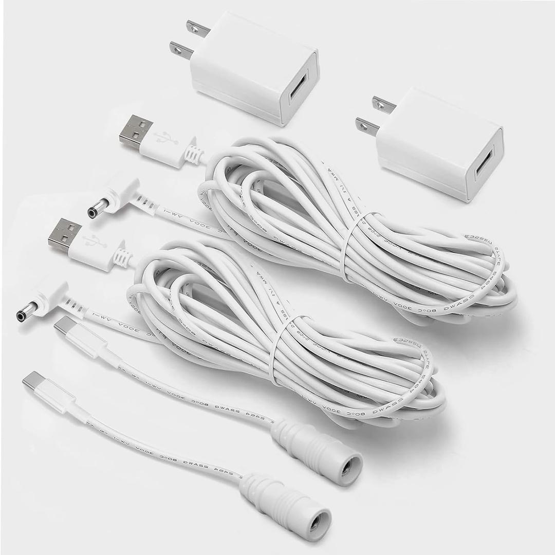 2 Pack Adapter Charger for Ring Stick Up Cam 3rd Gen/2nd & Ring Pan Tilt Stick Up Camera, Spotlight Cam Plus/Pro Indoor/Outdoor Weatherproof Charging Cable Barrel dc Plug Power Cord