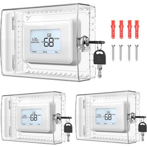 3 PCS Large Thermostat Lock Box Cover with Key, Clear Thermostat Cover with Lock Compatible With Honeywell Thermostat On Wall, AC Lock Box Cover with Key Fits Thermostats 5"H x 6" W or Smaller
