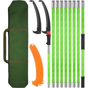 Manual Pole Saw for Effortless High Branch Cutting - 30ft Extendable Tree Pruner with Sharp Steel Blade | Lightweight & Durable Pole Saws for Tree Trimming & Branch Cutter for Yard Maintenance (Green)