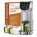 Ice Cream Maker Machine 12-in-1, Full Automatic Stainless Steel Homemade Ice Cream Maker for Sorbet, Milkshake, Frozen Yogurt & More, Easy to Clean Ice Cream Machine, (3) Family-Sized Tubs