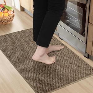 BEQHAUSE Kitchen Rugs 20"x32", Non-Slip Kitchen Mats for Floor, Super Absorbent and Stain Resistant Kitchen Rugs, Machine Washable Rugs for Kitchen, Hallway, Laundry & Sink, Taupe (1'8" x 2'8" (Rectangular))