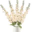 Delphinium Artificial Flowers Champagne 5PCS 41.7'' Long Stem Larkspur Fake Flowers for Tall Vase Realistic Silk Flowers Faux Flowers Bulk for Wedding Home Decor Arrangements (Champagne)