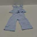 VISGOGO Infant Baby Toddler Girls Clothes Solid Color Sleeveless Camisole Linen Pants Set Baby Summer Outfits, 9-12 M, Blue