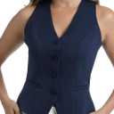 V VOCNI Vest Tops for Women V-Neck Sleeveless Button Down Trendy Vest Waistcoat Dressy Casual Top (X-Large)