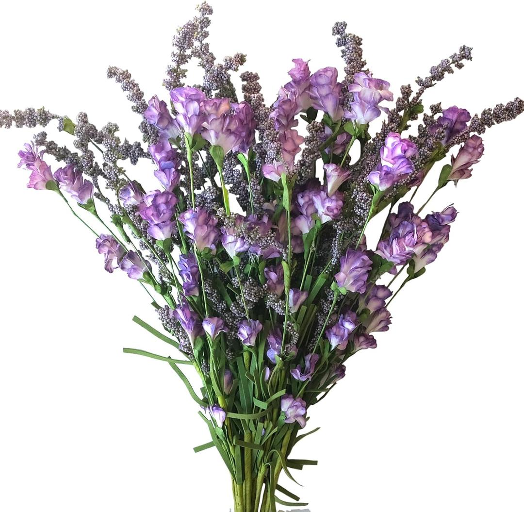 TEMPUS 10Pcs Artificial Flower Bulk Spring/Summer Flowers Wedding Party Vase Bouquet Floral Arrangement Home Decor Indoor Decor(Purple)