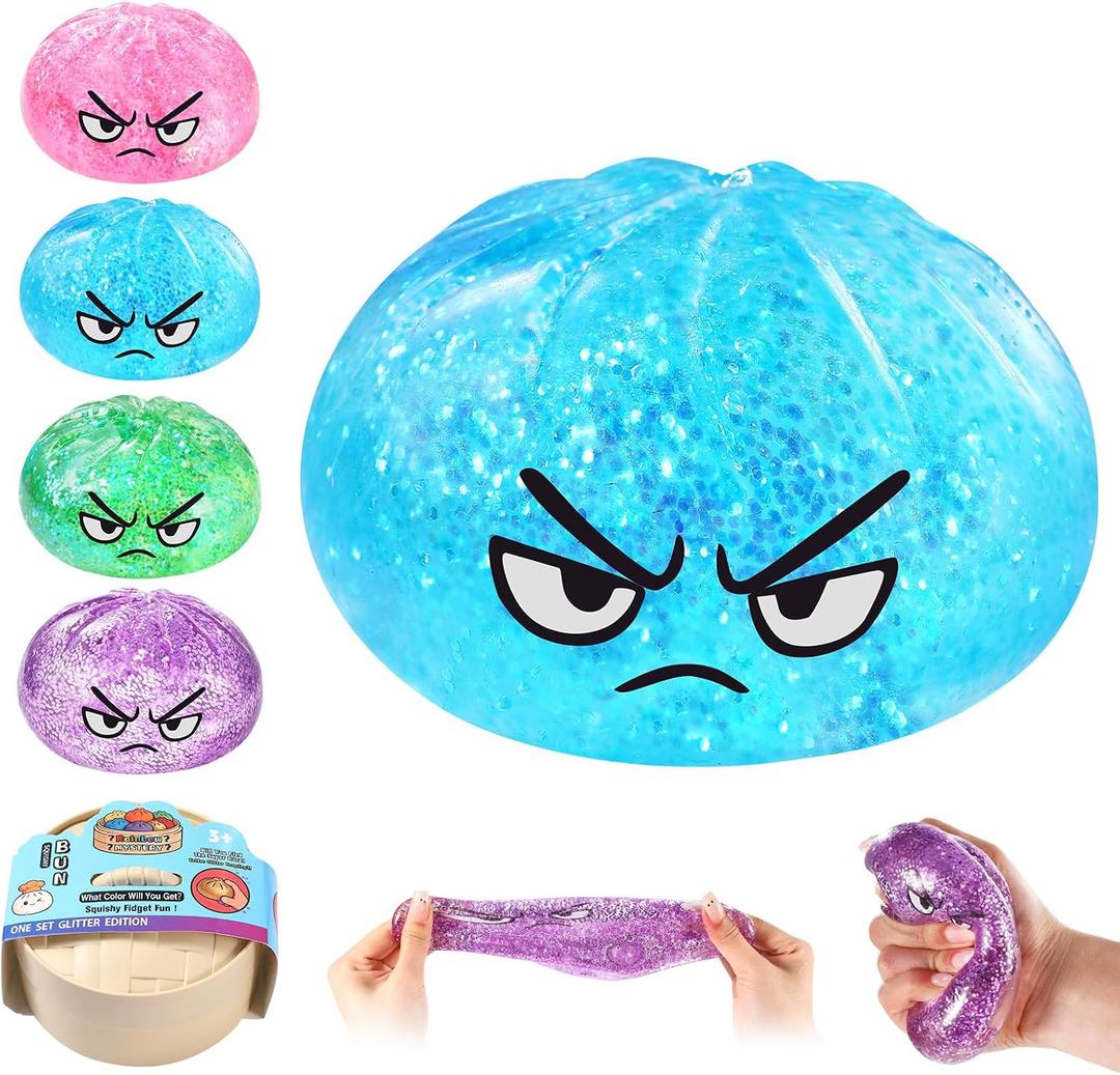 Malt Sugar Glitter Dumpling Squishy Mystery Box Squeeze, Sensory & Fidget Desk Toys for Kids, Adults, Teens Holiday & Birthday Gifts