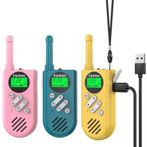 Walkie Talkies for Kids Rechargeable, Easter Basket Stuffers,Gifts for Kids, Toys for Boys and Girls Ages 3-12, 3 Pack Long Range, Outdoor Play, Family Games, Hiking Camping Gear (Secret Garden)