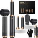 5 in ONE Hair Dryer Brush, Blow Dryer Curling Wand Hair Styling Tools Set, Ionic Hot Air Brush Round Brush Blow Dryer, Left&Right Styler 100-120V