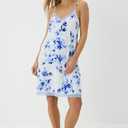 Avidlove Chemise Lingerie for Women Slip Dress Sexy V Neck Nightgown Casual Tan Dress (Blue Flower, L)