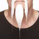 Mustaches Self Adhesive Fake Mustache and Beard, Novelty, Shaolin False Facial Hair, Costume Accessory for Adults White Color