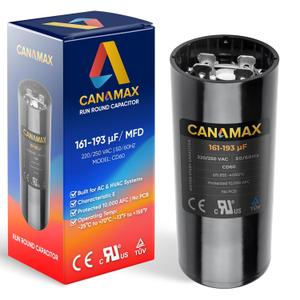 161-193 uf 161/193 MFD  5% 50/60 Hz 220-250 VAC Volts Round Start Capacitor - Compatible with Single Phase Motor Capacitors Condenser Straight Cool or Heat Pump Air Conditioner