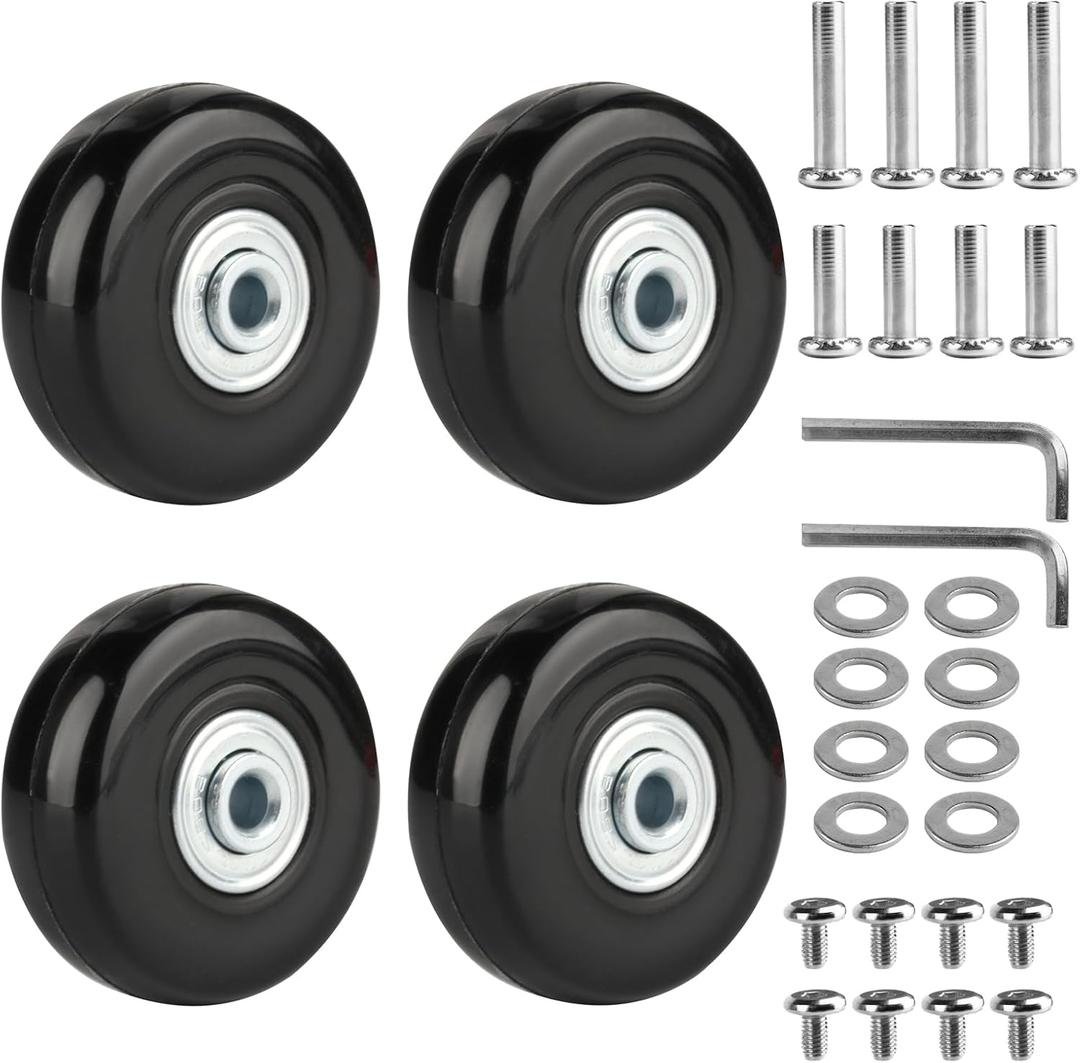 4 Pcs Luggage Replacement Kit, 50mm x 18mm Rubber Replacement Wheels, Luggage Suitcase Replacement Wheels Repair Kit for Suitcase Inline Skate Caster Board