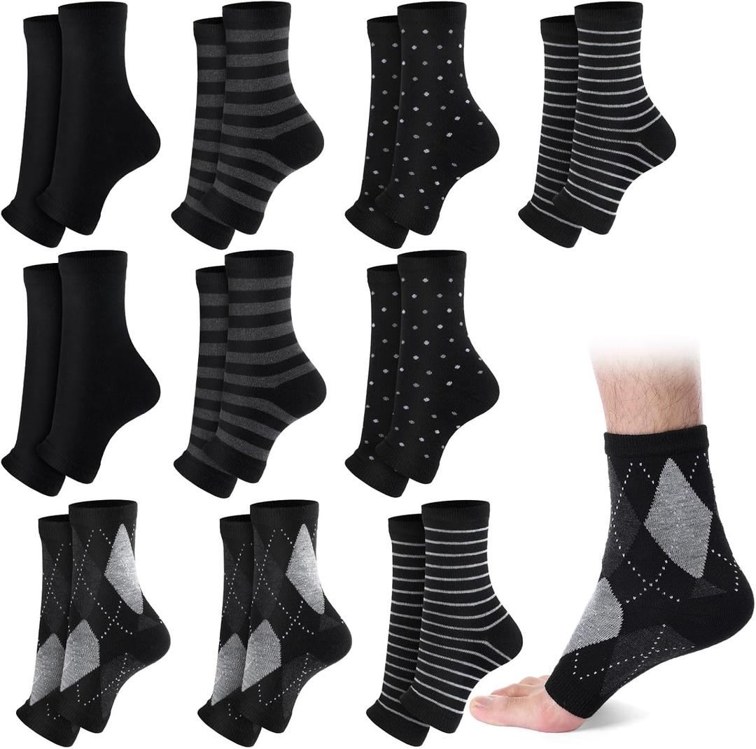 Twistover 10 Pairs Men Toeless Socks Open Toe Flip Flop Pedicure Socks for Sandals Running Yoga Spa