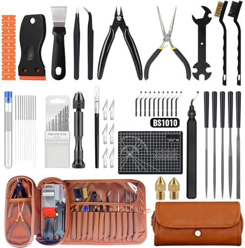 66Pcs 3D Printer Tools Kit with Storage Case, All-in-One Accessories for FDM/SLA Printers - Deburring Tool, Scrapers, Metal Files, Brushes, Hand Drill, Tweezers & More, for Bambu Lab, Ender 3, Kobra