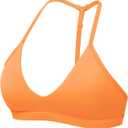 YEOREO Sports Bras for Women Strappy Padded Halter Ericie Open Back Light Impact Deep V Neck Yoga Workout Gym Tops (Orange, S)
