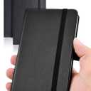 AISBUGUR Pocket Notebook Small Notebook 2-Pack, 3.7" x 5.7" Pocket Notebooks Hardcover with Thick Lined Paper, Inner Pockets, Cover Letter Embossing Design Mini Journal Notepad Black+Black Pack of 2