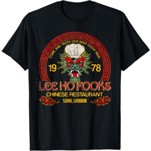 Vintage Lee Ho Fooks Chinese Restaurant T-Shirt - Black - Unisex Adults - Short Sleeve - Crew Neck - Regular Fit - Retro Animal Sports T-Shirt - Size Small
