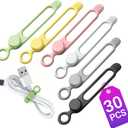 30 Pcs Silicone Cable Ties, Reusable Data Cable Organizer Wire Organizers for Office, Multipurpose Elastic Cord Wraps Cable Management for Charging Cord,Appliances,Home,Office,Kitchen,School,Travel (4.1 Inch)