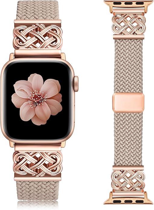 TOYOUTHS Braided Magnetic Band Compatible with Apple Watch Bands 38/40/41/42/44/45/46/49mm Women Men, Dressy Celtic Metal Stretchy Elastic Strap for iWatch Series 11 10 9 8 7 6 5 4 SE/Ultra 3 2 1