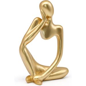 Gold Thinker Statue Decor, Modern Abstract Art Sculpture, Thinker Figurines Collectible Accents Decoration for Shelf Bookshelf Office Desktop Decor