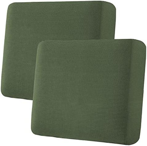 H.VERSAILTEX Super Stretch Individual Seat Cushion Covers Sofa Covers Couch Cushion Covers Slipcover Sets Thick Jacquard Textured Twill Fabric (2 Piece Large Sofa Cushion Covers, Bronze Green)