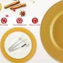 Dandat 50 Pack 13 Inch Charger Plates Plastic Round Dinner Plate with Beaded Rim Reusable Charger Service Plates Reliable Chargers for Wedding Party Dinner Table Decoration(Gold,Classic)