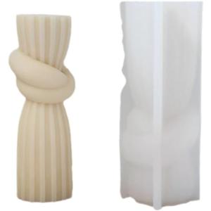 Geometric Columns Rope Knot Mold Silicone Candle Mold for Soap Wax Epoxy Resin DIY Handcraft Knotted Pillars Weeding Party Dinner Home Gypsum Ornaments Decoration (Set Of 2)