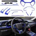 BOYUER 15PCS Civic Interior Full Accessories Center Console Gear Box Cover Trim Decoration Stickers for 10th Gen Honda Civic 2021 2020 2019 2018 2017 2016(Blue)