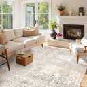 Collive Large Area Rug for Living Room 9x12, Neutral Boho Washable Area Rug 9x12 Non Slip Modern Farmhouse Bedroom Carpet Stain Resistant Ultra-Thin Low Pile Print Floor Mat for Dining Office - Beige