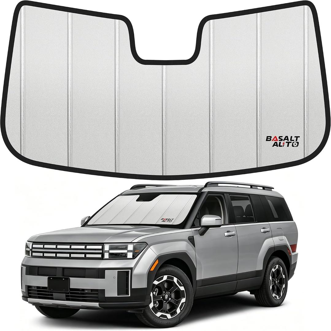 2024-2026 Santa Fe Windshield Sun Shade Compatible for 2024-2026 Hyundai Santa Fe (Does Not Fit Fe Calligraphy Version) Upgraded 6 Layers Accordion-Folding Front Sun Visor with Storage Bag