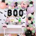 Halloween Balloon Arch Baby Showers Decorations, 18" 10" 5" Black Purple Pink Balloons with 3D Bat Stickers for Halloween Birthday Baby Shower Outdoor Indoor Decorations