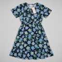 KIRUNDO Spring Summer Wedding Guest Dresses for Women 2026 Boho Floral Short Sleeve V Neck Ruffle Tiered Flowy Maxi Dress(Blue, Medium)