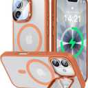 VOFATA [Upgraded Full Camera Protection] for iPhone 17 Case with Camera Cover Stand [Fit for MagSafe][10FT Mil-Grade Protection] Translucent Magnetic iPhone 17 Phone Case, Orange