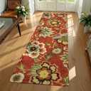 Lahome Floral 2x6 Kitchen Runner Rug, Washable Hallway Runner, Vintage Soft Non-Slip Carpet for Entryway Laundry Living Room (2'x6', Red)