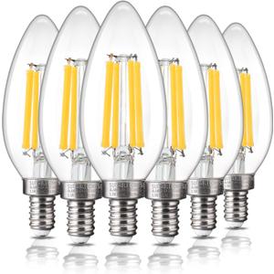 ALAMPEVER 6 Pack Chandelier Light Bulbs 100 Watt Equivalent, 800LM Bright Dimmable LED Light Bulb, E12 Base, 5000K Daylight White, B11 Type, 5.5W, Ideal for Living Room, Bedroom, Dining Room