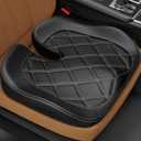 ZIKEE Leather Car Seat Cushion for Driving Relieves Tailbone & Thigh Pain, Ergonomic Dual Memory Foam Seat Cushion for Car, Raised Back for Wider Vision, Rub-Resistant & Easy-to-Clean Cover, Non-Slip
