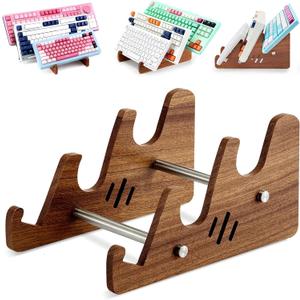 Novabright 1 Set Keyboard Display Stand, 3-Tiers Wooden Mechanical Keyboard Stand Holder for Desk Keyboards Display Shelf Tray for Computer Tablet Picture Frame Desktop Storage Decor