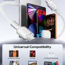 3 x Kuulaa USB-C to USB-C Cable, 60W Fast Charging Cable, PD 3.0 Compatible with iPhone 17 Pro Max 16 15, Samsung Galaxy S25, MacBook, iPad, Pixel, Switch, Xiaomi, Black, Nylon, 1m + 1m (White)