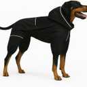 LOVELONGLONG Waterproof Dog Raincoat with Removable Hood  Outdoor Full Body Dog Jacket, Windproof Snowproof Shell Suit  All Season Pet Rain Gear Black 3XL (3XL (Back 22"))