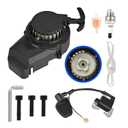 Alloy Easy Pull Recoil Start Starter Ignition Coil for 2 Stroke Engine 47cc 49cc 50cc SYX Taotao Coolster SSR MotoTec Chinese Mini ATV Quad 4 Wheeler Go Kart Pit Dirt Pocket Bike Motor Black