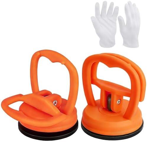 Vinderfine 2PCS Car Dent Puller Remover Tool,Powerful Suction Cup for Car Dent Repair, Glass and Tiles Lifting, and Objects Moving, Suitable for Most Car Models(Orange)