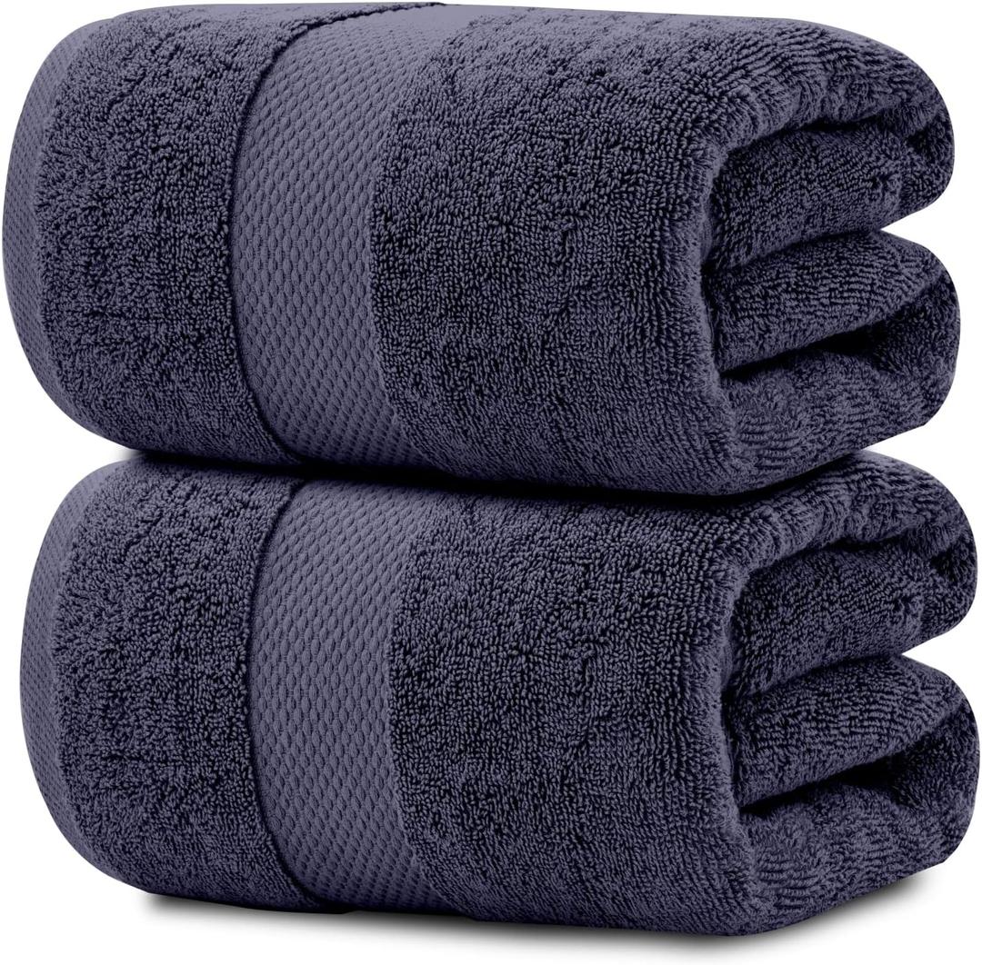 White Classic Luxury Soft Navy Bath Sheet Towels - 650 GSM Cotton Luxury Bath Towels Extra Large 35x70 | Highly Absorbent and Quick Dry | Hotel Collection Extra Large Bath Towels Oversized, 2 Pack (15: Navy Blue)
