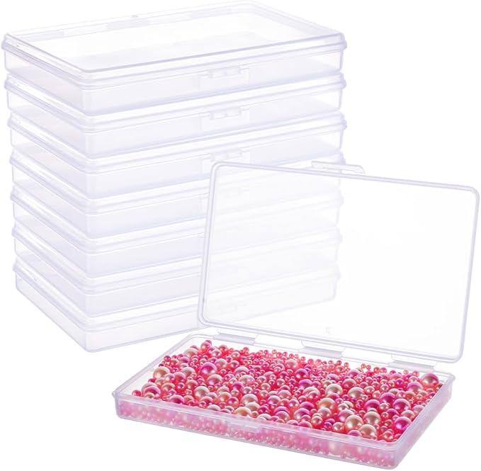 8 pack 4"x3" Rectangle Clear Plastic Storage Box with Double Hinged Lids for Photo, Pencil, Craft Tools, and Other Small Accessories
