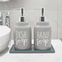 Ceramic Soap Dispenser Tray for Kitchen and Bathroom Sink, Modern and Farmhouse Rectangle Service Tray (Green,8", 1Pcs)