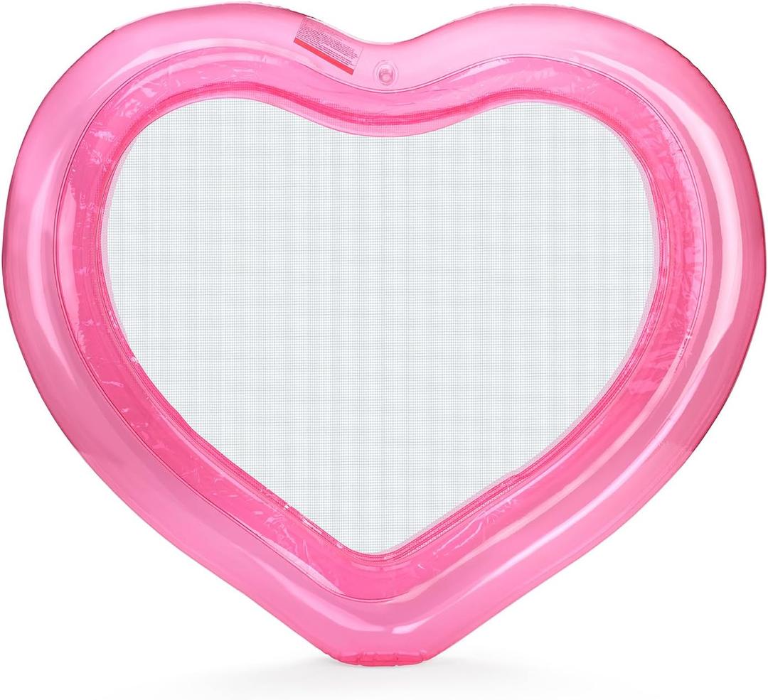 FUNBOY Original Clear Heart Water Hammock with Mesh Pool Float Perfect for Summer Pool Parties