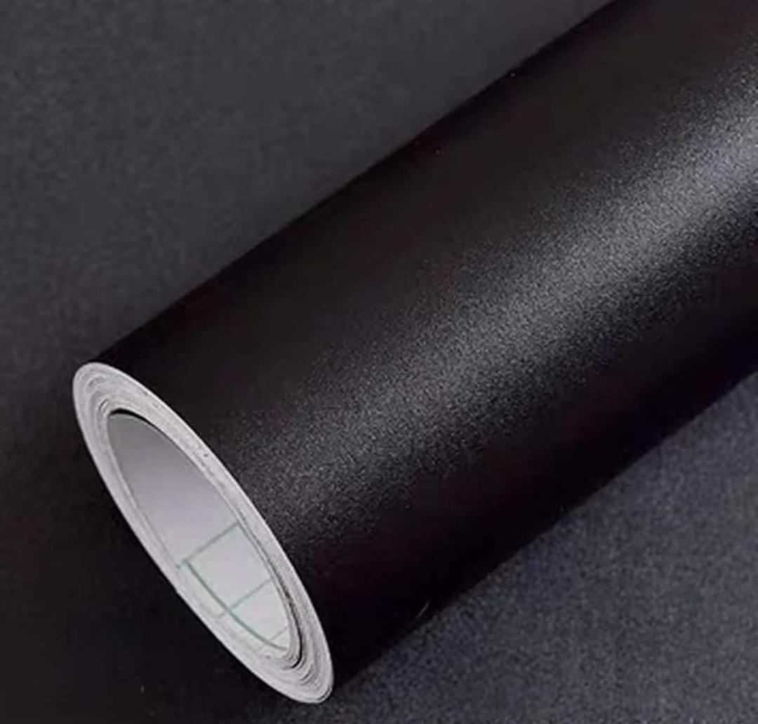 4 x Yancorp Matte Black Contact Paper Solid Wallpaper Plain Vinyl Film Self-Adhesive Wallpaper Drawer Peel-Stick Countertop, 16"x120",Black
