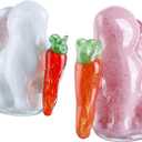 Diamond Star Hand Blown Glass Small Cute Rabbit Easter Decoration, Set of 2